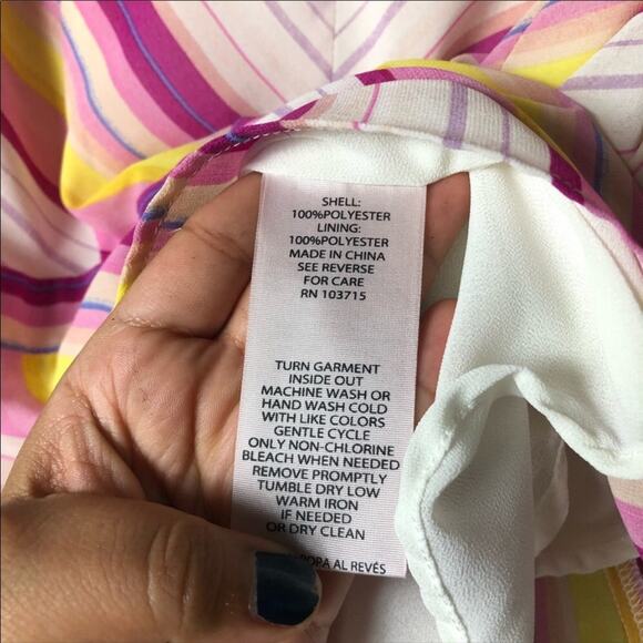 Nanette Lepore Womens Top Size XS Pink Striped Flutter Sleeve Faux Wrap - Picture 10 of 12